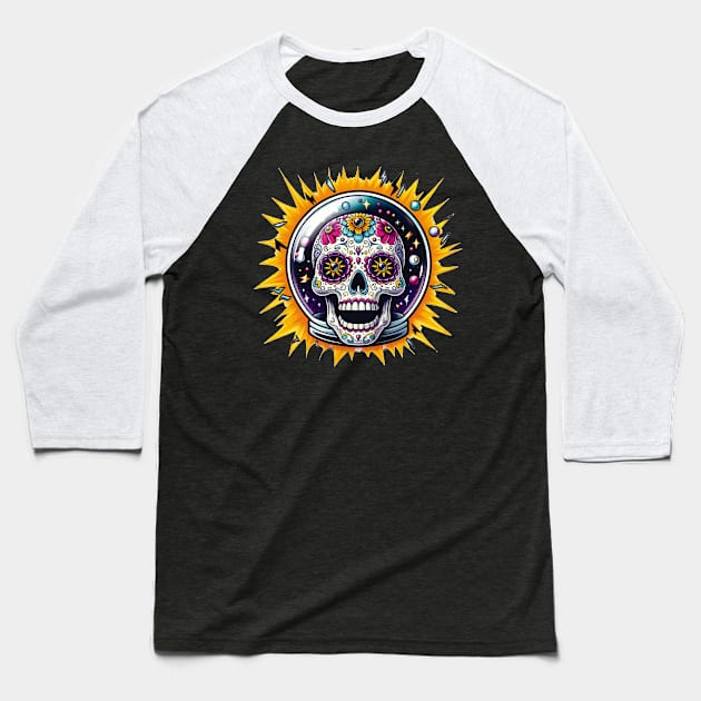 Sugar Skull Astronaut Baseball T-Shirt by ImaginativeInkPOD